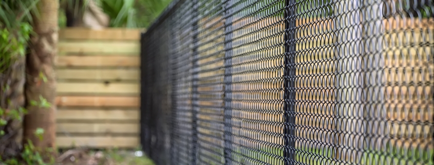 image of a black chainlink fence