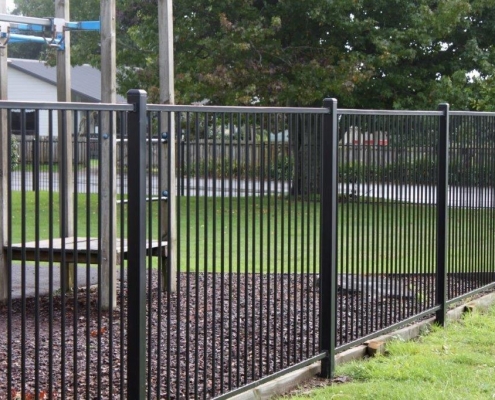 Image showing aluminium security fencing surrounding a school playground