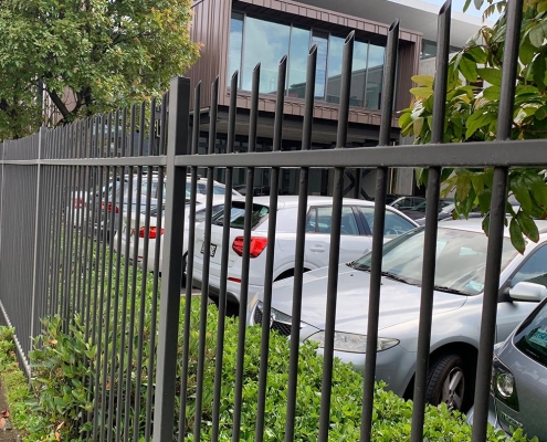 Image showing aluminium security fencing surrounding a commercial property