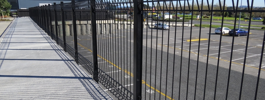 images of wire security panels above a carpark