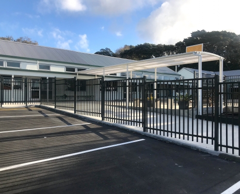 image of an aluminium fence around a school