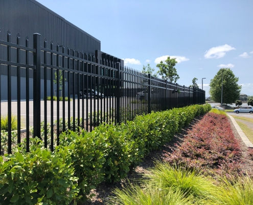 Image showing aluminium security fencing surrounding a commercial property