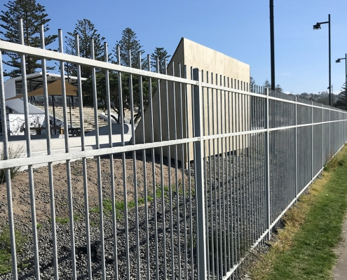 image of of commercial steel security fencing